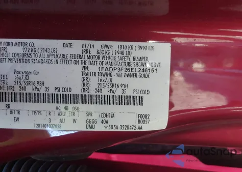 2014 Ford Focus Se z USA, uszkodzony, nr VIN 1FADP3F26EL246151